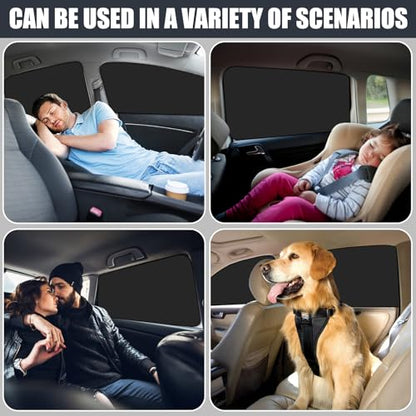 ZATOOTO Car Window Shades - 4 Pack Car Window Covers 99% UV Light Block Side Window Sun Shade Magnetic Curtains Keeps Cooler Privacy for Breastfeeding Taking a nap Camping - color: Black