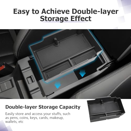 LUWU Center Console Organizer Compatible with Subaru Crosstrek & Impreza 2024-2026 Accessories Armrest Console Secondary Storage Box Insert Tray ABS Material with Coin Holder Black - color: Crosstrek/Impreza 2023-2026 Black
