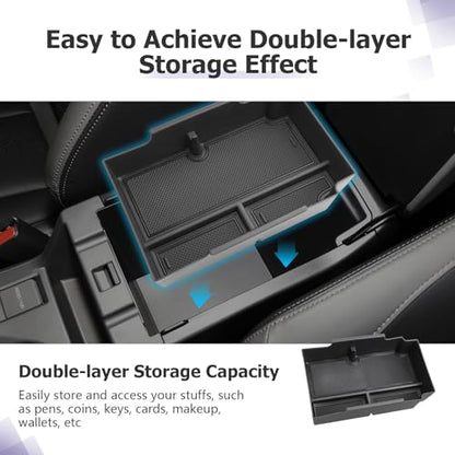 LUWU Center Console Organizer Compatible with Subaru Crosstrek & Impreza 2024-2026 Accessories Armrest Console Secondary Storage Box Insert Tray ABS Material with Coin Holder Black - color: Crosstrek/Impreza 2023-2026 Black