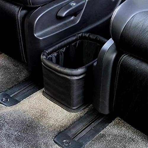 Leather Car Trash Can, Luxury Car Organizer, Leakproof Garbage Can for Car and Trucks, Black - color: Black