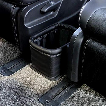 Leather Car Trash Can, Luxury Car Organizer, Leakproof Garbage Can for Car and Trucks, Black - color: Black