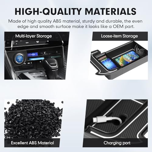 Autorder 2PCS Center Console Organizer for 2021-2024 Toyota Venza Accessories Armrest Storage Box Secondary Insert Tray Center Console Armrest Tray with Nonslip Mats - size: 2021-2024 Toyota Venza 2PCS
