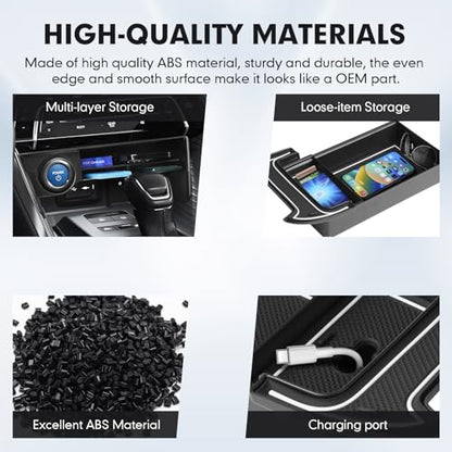 Autorder 2PCS Center Console Organizer for 2021-2024 Toyota Venza Accessories Armrest Storage Box Secondary Insert Tray Center Console Armrest Tray with Nonslip Mats - size: 2021-2024 Toyota Venza 2PCS