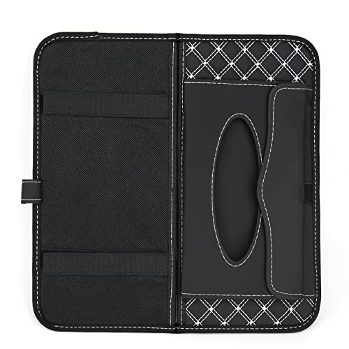 Car CD Holder Storage Case, Car Truck SUV Visor Organizer with Free Napkins, Personal Belonging and Registration, Document, Ticket Storage Pouch and 14 Pocket CD