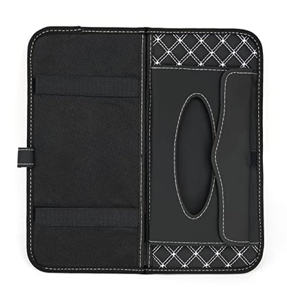 Car CD Holder Storage Case, Car Truck SUV Visor Organizer with Free Napkins, Personal Belonging and Registration, Document, Ticket Storage Pouch and 14 Pocket CD