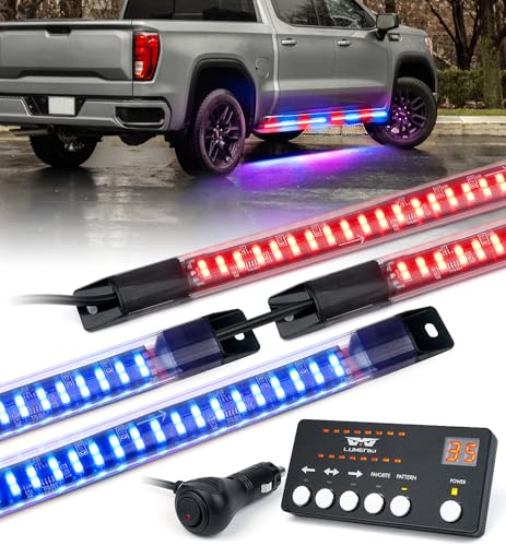LUMENIX 70 Inch Emergency Running Board Rigid Strobe Lights Strip Bar 864 LED Flashing Warning Police Light with Controller for Cop Vehicles Trucks Pickups Cars - Red and Blue - color: Red and Blue