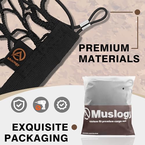 Muslogy Truck Bed Cargo Net Trunk Netting Compatible with Nissan Titan 2017-2025 Accessories, Pickup Cargo Organizer SUV Sedan Storage Net w/Heavy Duty Carabiners - style: 2017+ Titan