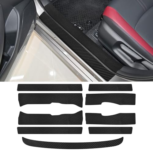 Bilisin 9PCS Car Door Sill Protector Compatible with Toyota Corolla 12th Gen 2019-2025,Carbon Fiber Leather Auto Trunk Door Sill Entry Guard Scratch Protector Accessories - size: for Corolla 12th Gen 2019-2025