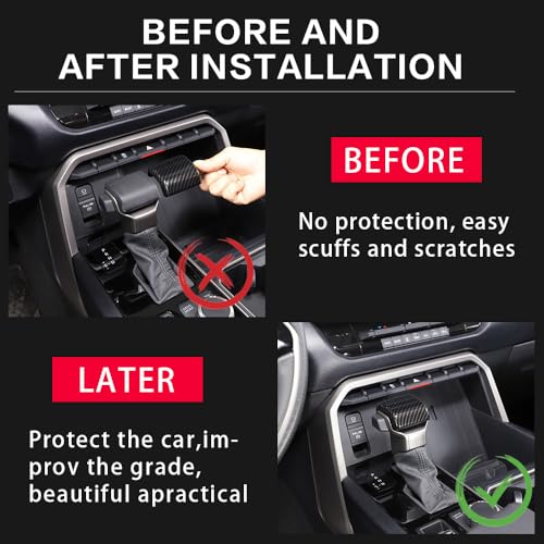 Car Gear Shift Knob Cover Accessories for Toyota Tundra 2022-2024 Sequoia 2023 Tacoma 2024 Auto Interior Trim Protector Cap-Carbon Fiber Grain - size: Toyota-Tundra