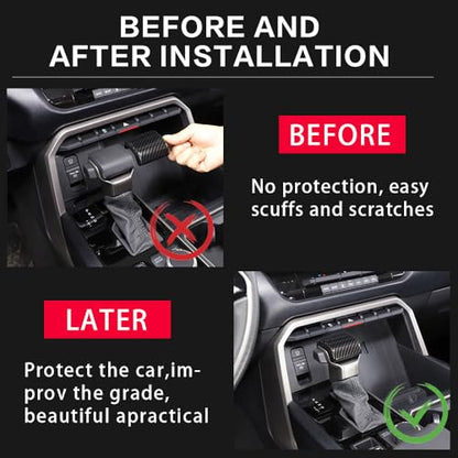 Car Gear Shift Knob Cover Accessories for Toyota Tundra 2022-2024 Sequoia 2023 Tacoma 2024 Auto Interior Trim Protector Cap-Carbon Fiber Grain - size: Toyota-Tundra