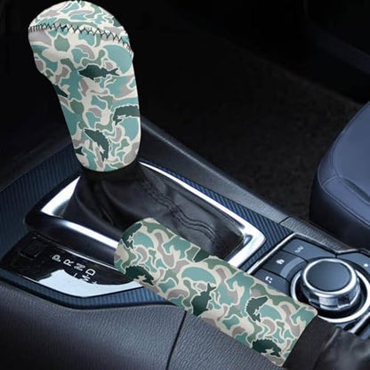 Handbrake and Gear Shift Knob Cover 2 Piece Automobile Hand Brake Cover Car Interior Accessories - color: Fish Camo Print