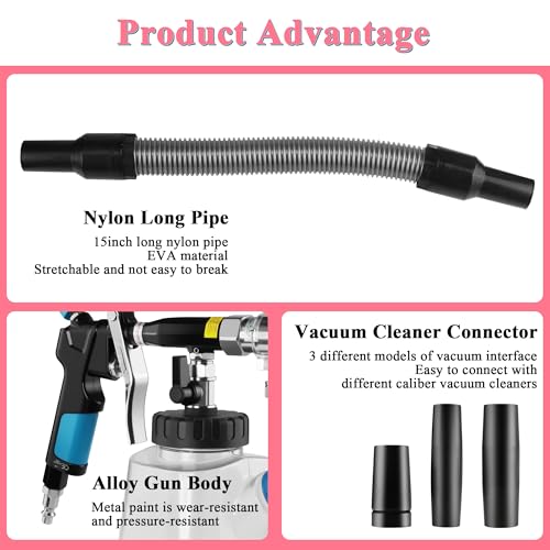3IN1 Car Cleaning Kit, High Pressure Foam Cleaning Gun, Extractor Vacuum Set, Multi-Purpose Cleaning Gun Detachable Sprinkler Head for Automotive Detailing, Carpet, Upholstery, Surface Cleaning - color: blue