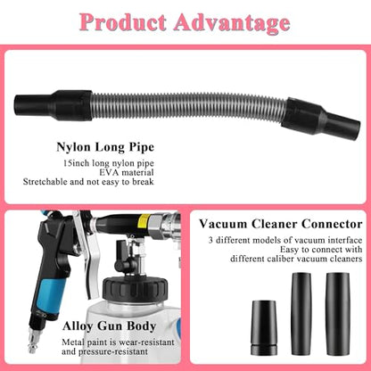 3IN1 Car Cleaning Kit, High Pressure Foam Cleaning Gun, Extractor Vacuum Set, Multi-Purpose Cleaning Gun Detachable Sprinkler Head for Automotive Detailing, Carpet, Upholstery, Surface Cleaning - color: blue