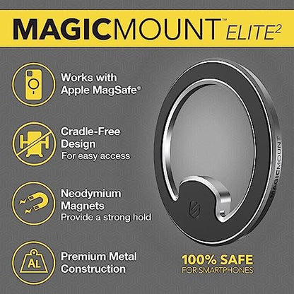 Scosche MagicMount MEMSD-SP Elite2 Magnetic Dashboard Mount for Magsafe Mobile Devices, Cell Phone Holder for Car Dash, 360° Adjustable Magnet Head, Compatible with iPhone 14, 13, 12 and MagSafe Case - style: MagSafe Dash
