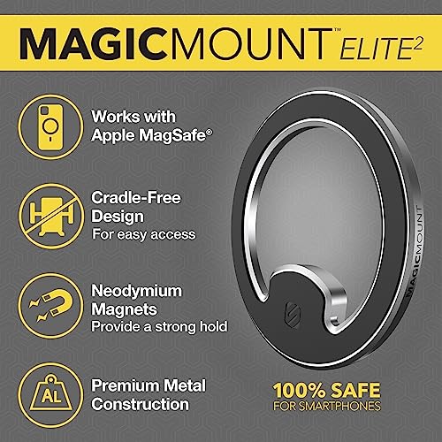 Scosche MagicMount MEMSD-SP Elite2 Magnetic Dashboard Mount for Magsafe Mobile Devices, Cell Phone Holder for Car Dash, 360° Adjustable Magnet Head, Compatible with iPhone 14, 13, 12 and MagSafe Case - style: MagSafe Dash