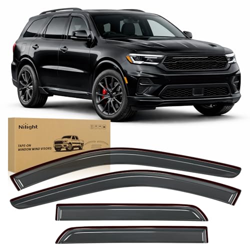 Nilight Window Visor Rain Guards for Dodge Durango 2011-2023 2024 2025 2026, Out-Channel Window Deflectors Vent Visors for Rainy Weather, Sun Protection & Ventilation, Smoke Tinted, 4PCS