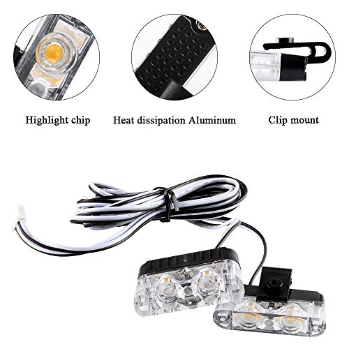 Amber 16LED Grille Strobe Lights Dash Deck Visor Police Flash Lights Car Truck Ambulance Emergency Warning Strobe Lights With Remote Control Wireless 12V - color: amber, size: 8 in 1
