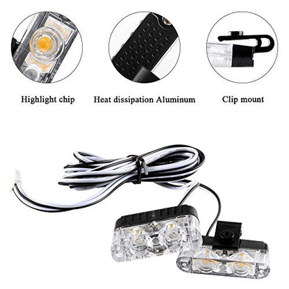 Amber 16LED Grille Strobe Lights Dash Deck Visor Police Flash Lights Car Truck Ambulance Emergency Warning Strobe Lights With Remote Control Wireless 12V - color: amber, size: 8 in 1
