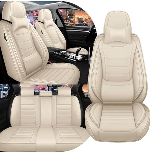 Car Seat Cover Full Set for BMW X3 Seat Covers 2004-2025, Nappa Leather Waterproof Seat Covers for Cars, Airbag Compatible, Universal Automotive Seat Covers (Luxury 5 Seats/Beige) - color: Beige, size: 5 Seats Luxury