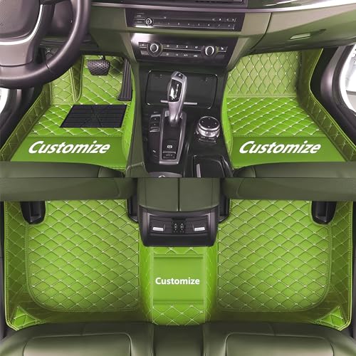 Custom Personalized Floor Mats for Cars，Luxury Full Coverage All Car Floor Mats，Anti-Slip Leather Car Mat Set ，Custom Floor Mats for 99% of Cars, Trucks & SUVs. (Apple Green) - color: Apple green
