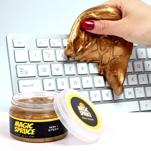Magic Spruce Car Cleaning Gel Kit with Non Sticky Luxury Gold Car Cleaning Putty Reusable Universal Detailing Kit, Rose Scented Laptop Keyboard Cleaning Gel in Containers - color: Luxury Gold