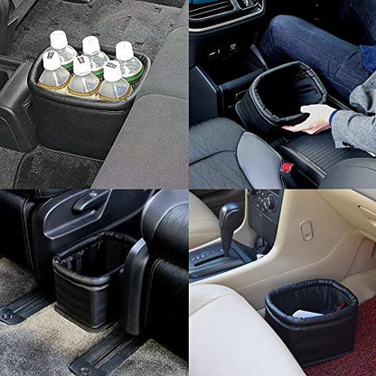 Leather Car Trash Can, Luxury Car Organizer, Leakproof Garbage Can for Car and Trucks, Black - color: Black