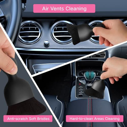 Qydipclin 11pcs Windshield Cleaner Tool, Car Window Cleaning Wash Kit with 6 Reusable Microfiber Pads 2 Spray Bottles and Extendable Handles Auto Glass Wiper Kit, Pink - color: Pink