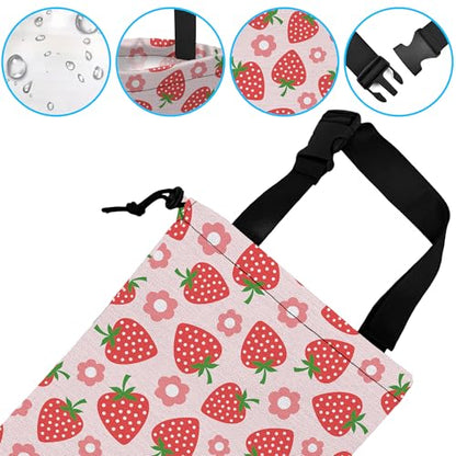 Car Trash Bag Strawberry Flower Car Garbage Bag Hanging Car Trash Can for Back Seat with Drawstring - color: Strawberry Flower