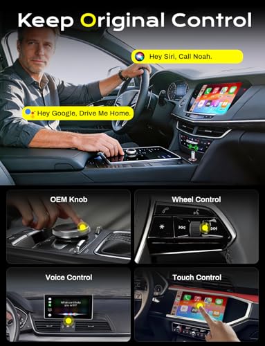 2-in-1 Wireless CarPlay Adapter 2026 Support Apple CarPlay & Android Auto, Fast Auto-Connect, No Latency, Mini Bluetooth Dongle Convert Wired to Wireless Compatible with iPhone & Android Silver U3