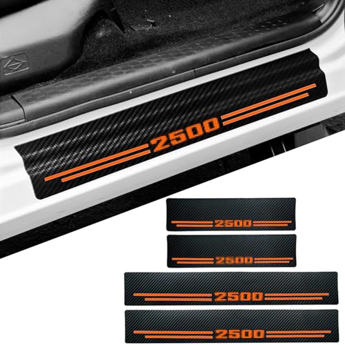 Car Accessories Carbon Fiber Door Sill Scuff Plate Auto Door Entry Guard Scratch Shield for Dodge Ram 2500 2012-2024 2025 2026 Auto Accessories (2500, Orange) - color: ORANGE, size: 2500