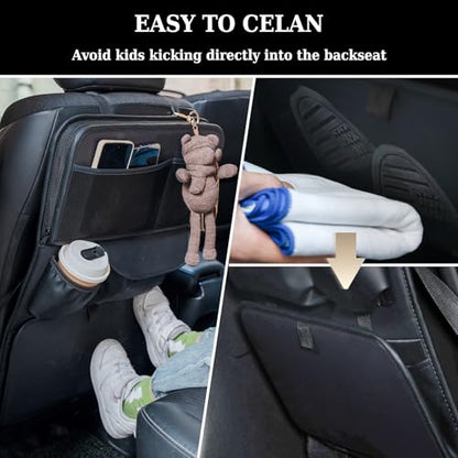 Coverado Backseat Car Organizer, Nappa Leather Car Seat Organizer with Touch Screen Tablet Holder, Foldable Food Tray, Kick Mats Protector, Multi Car Storage Accessories, Garbage Bag Holder-1 Pack - size: 1 Pack-Original