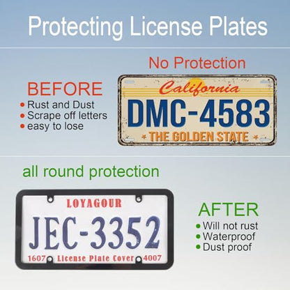 2Pack Transparent License Plate Cover and Frames,Clear Front and Rear License Plate Holder,Unbreakable Car Licence Plate Frame Protector fits Any US Plates with Screws & Caps (Black Frame) - color: Black Frame with Clear Cover