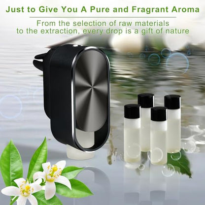 Smart Car Air Freshener Diffuser - 3 Adjustable Modes Automatic Car Diffuser for Essential Oils with 4PCS Essential Oil Refills Long-Lasting Scent - color: Space Gray