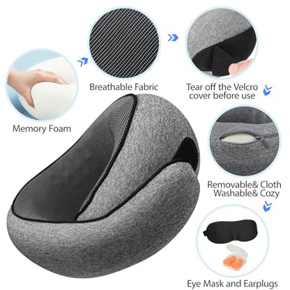 Travel Pillows for Airplanes,360° Support Stowable Travel Pillow, Neck Pillow Airplane with Memory Foam Portable Travel Neck Pillow for Traveling, Suitable for Airplanes, Offices, and Cars