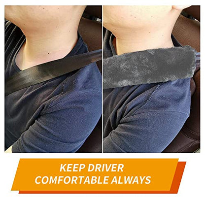 4Pack Seatbelt Covers for Kids,Seat Belt Cushion Cover,Infant Baby Car Seat Neck Shoulder Strap Pads,Soft Newborn Carseat Stroller Straps Covers Accessories(Grey) - color: Grey