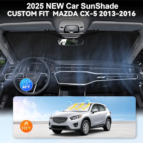 Custom Fit Mazda CX5 Windshield Sunshade for Mazda CX5 CX-5 2013-2016 Accessories Front Window Shades Fit for CX5 CX-5, Sport, Touring, Grand Touring,Crossover Cover for Windshield Shade Blocks UV - size: Fit Mazda CX5 2013-2016