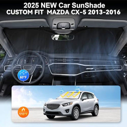 Custom Fit Mazda CX5 Windshield Sunshade for Mazda CX5 CX-5 2013-2016 Accessories Front Window Shades Fit for CX5 CX-5, Sport, Touring, Grand Touring,Crossover Cover for Windshield Shade Blocks UV - size: Fit Mazda CX5 2013-2016