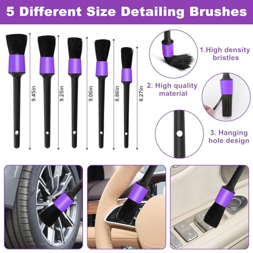 Windshield Cleaner Tool, 17Pcs Purple Car Interior Cleaning Kit, Detailing Kit Cleaner, Detailing Brush, Cleaning Gel, Inside Cleaning Supplies Accessories for Trucks, SUVs, RVs Window