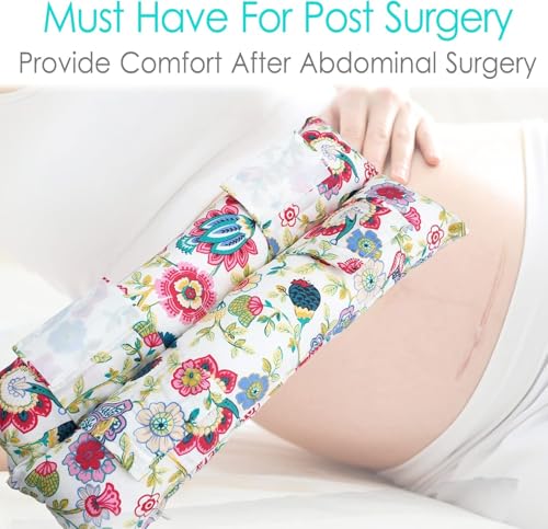 Hysterectomy Pillow Abdominal Post Surgery Pillows with Pocket Comfort for Ice Heat Packs Tummy Tuck Belly Incision Recovery Seatbelt Gifts Women Patients (Sunflower) - color: Sunflower