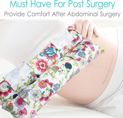 Hysterectomy Pillow Abdominal Post Surgery Pillows with Pocket Comfort for Ice Heat Packs Tummy Tuck Belly Incision Recovery Seatbelt Gifts Women Patients (Sunflower) - color: Sunflower