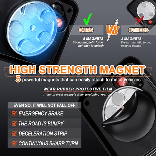 2PCS LED Red Strobe Lights Magnetic Flashing Lights Rechargeable Beacon Safety Warning Emergency Lights Magnetic Trailer Lights Wireless Battery Powered Strobe Lights for Trucks Vehicles Car - color: Red