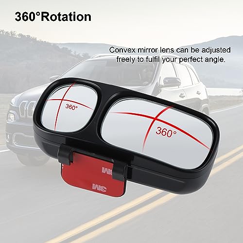 LivTee Blind Spot Mirror, Double Adjustable Mounted Blindspot Mirror HD Glass Wide Angle View, Side Rearview Mirror Universal, Right - size: Double-Right