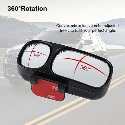 LivTee Blind Spot Mirror, Double Adjustable Mounted Blindspot Mirror HD Glass Wide Angle View, Side Rearview Mirror Universal, Right - size: Double-Right
