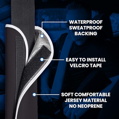 Dri Seats Waterproof Seat Belt Cover – 22" Seatbelt Covers Sweat Sleeves with Fastener for Vehicle Harnesses in Cars, Trucks, SUVs – Universal Fit, Easy Install, Machine Washable – Black