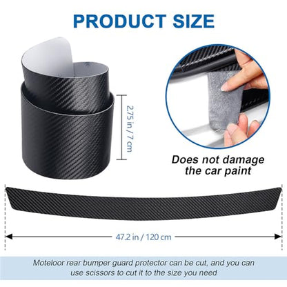 Universal Rear Bumper Protector, 47.2x2.75 Inches Carbon Fiber Textured Anti-Scratch Film, Easy Install No Bubble Guard Black - size: 47.2X2.75