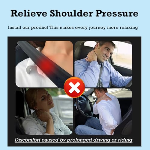 2PCS Car Seat Belt Cover Pad,Leather Car Seat Strap Pads with Red/Blue Stitching,Universal Non-Slip Seats Belt Shoulder Pad Cars Interior Accessories for Cars Truck SUV (Black/Red) - color: Black/Red