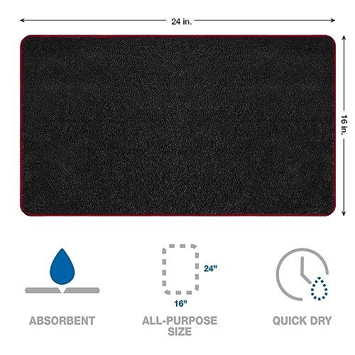 Detailer's Preference Dual Pile 400 GSM Microfiber Towels with Red Trim, All-Purpose Terry Weave Cleaning Cloths for Auto, Home, Boat, Scratch-Free & Reusable, 16x24 Inches, 12-Pack - color: Black With Red Trim