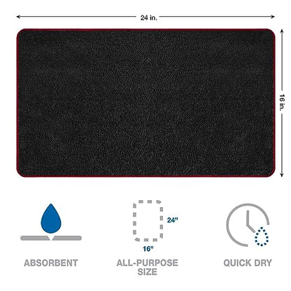Detailer's Preference Dual Pile 400 GSM Microfiber Towels with Red Trim, All-Purpose Terry Weave Cleaning Cloths for Auto, Home, Boat, Scratch-Free & Reusable, 16x24 Inches, 12-Pack - color: Black With Red Trim
