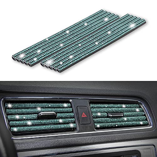 LivTee Bling Car Air Vent Outlet Moulding Trim, 10PCS Car Air Conditioner Decoration Strip, Bling Rhinestone Diamond Car Interior Accessories for Women and Teens, Blue - color: Bling Blue