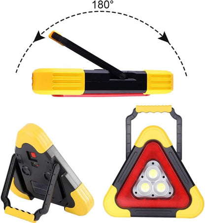 2Pcs LED Emergency Triangle Solar Charging Safety Triangle 5 Mode